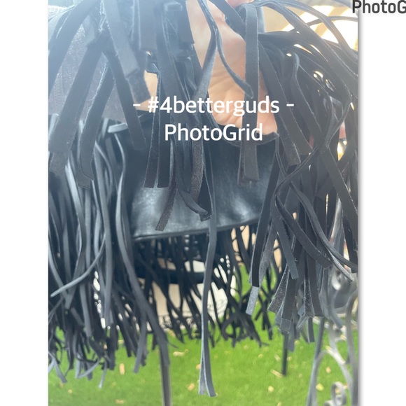 Aldo Fringe Handle Shoulder | Cross Body Adjustable Handle Black Satchel Purse - Picture 7 of 16